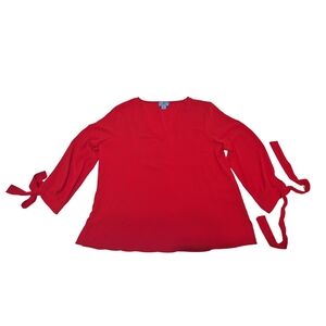 CeCe Women’s Vibrant Red V-neck Blouse